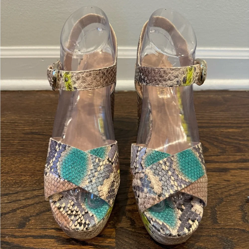 Kate Spade Grace snakeskin platform sandal heel summer size 7.5